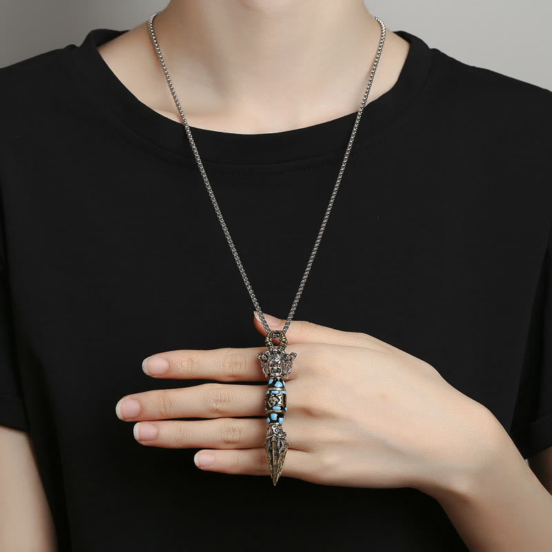Om Mani Padme Hum Dzi Perle Collier Pendentif Rotatif