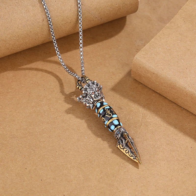 Om Mani Padme Hum Dzi Perle Collier Pendentif Rotatif