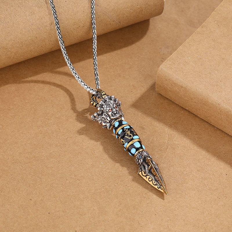 Om Mani Padme Hum Dzi Perle Collier Pendentif Rotatif