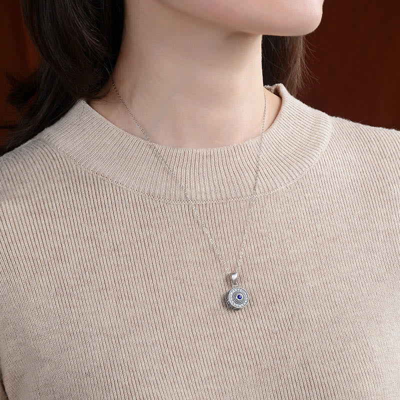 Collier Om Mani Padme Hum en argent sterling 925 avec lazurite | Amour et paix