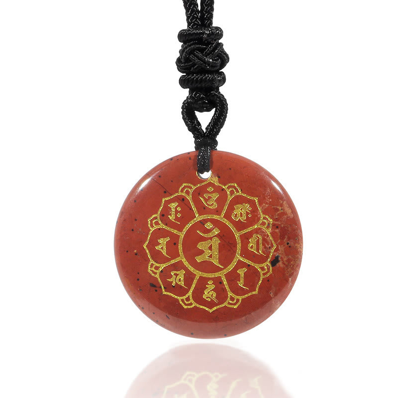 Collier Om Mani Padme Hum | Pendentif Force en obsidienne noire