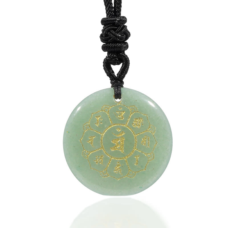 Collier Om Mani Padme Hum | Pendentif Force en obsidienne noire