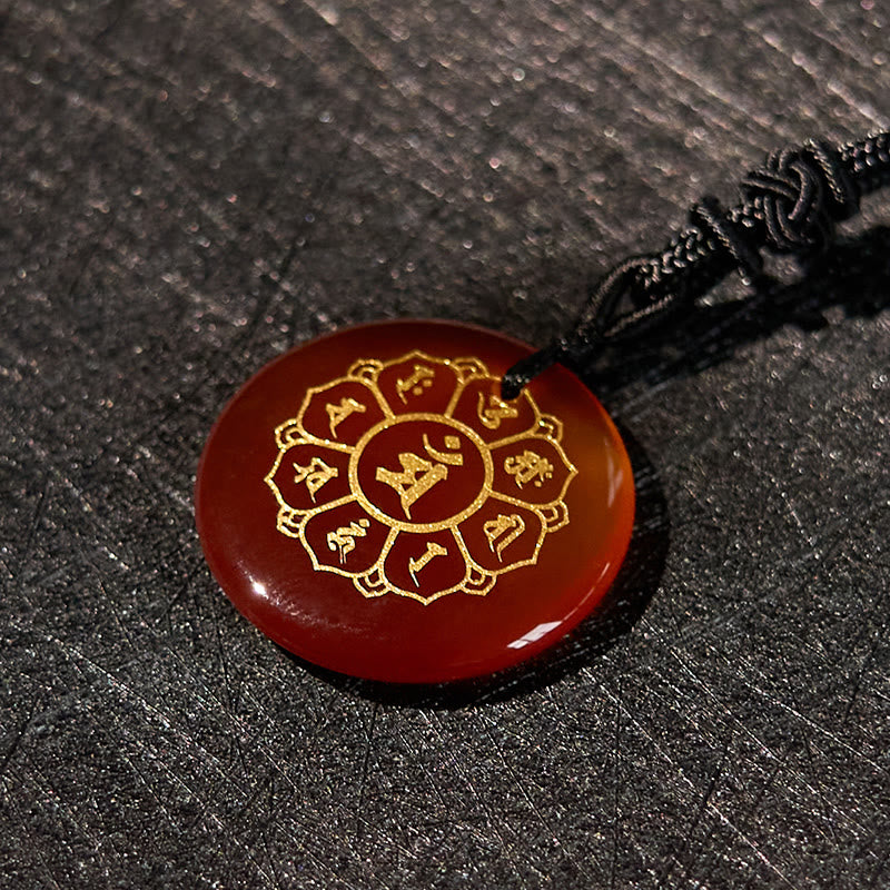 Collier Om Mani Padme Hum | Pendentif Force en obsidienne noire