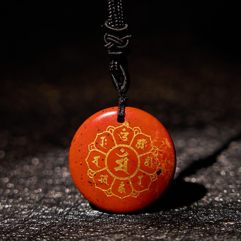 Collier Om Mani Padme Hum | Pendentif Force en obsidienne noire