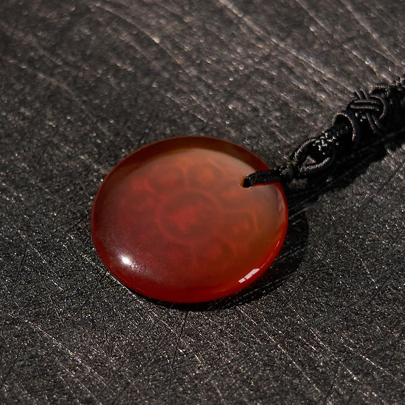 Collier Om Mani Padme Hum | Pendentif Force en obsidienne noire