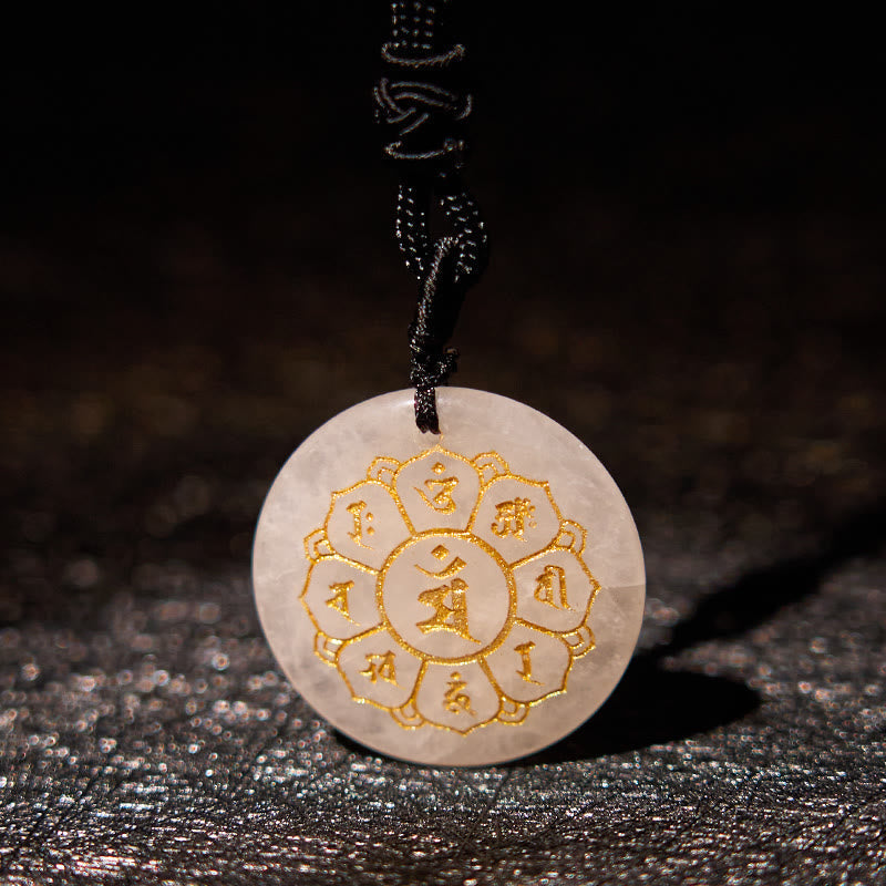 Collier Om Mani Padme Hum | Pendentif Force en obsidienne noire