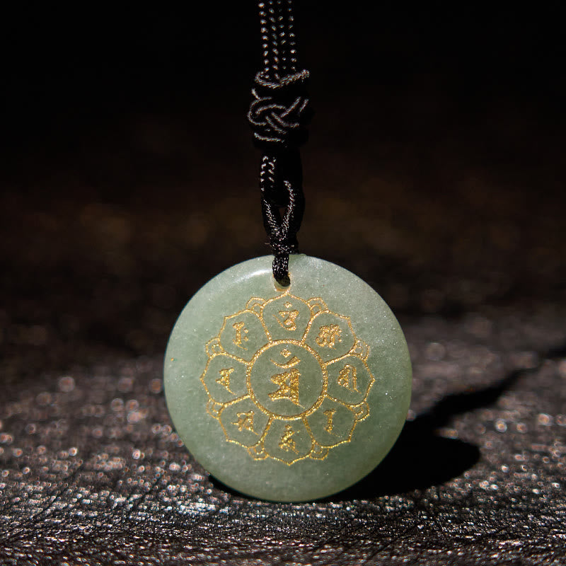 Collier Om Mani Padme Hum | Pendentif Force en obsidienne noire