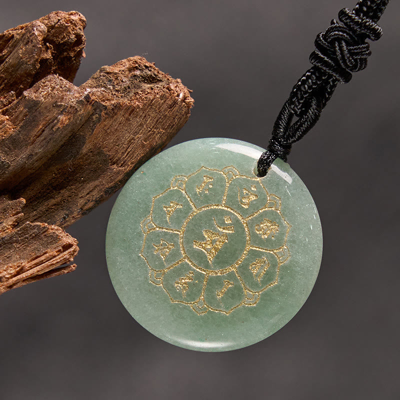 Collier Om Mani Padme Hum | Pendentif Force en obsidienne noire
