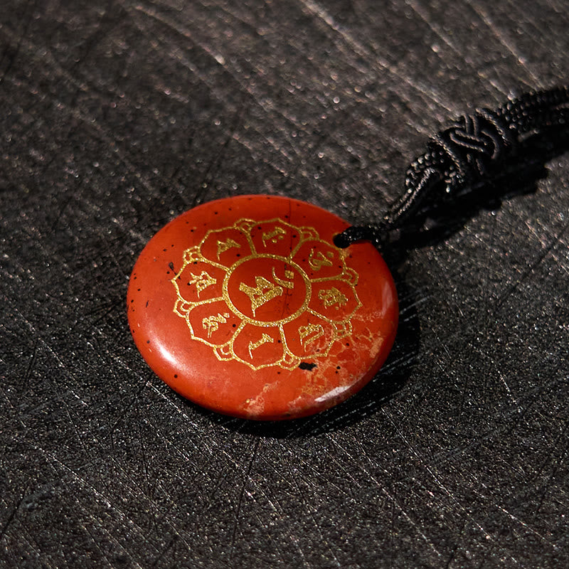 Collier Om Mani Padme Hum | Pendentif Force en obsidienne noire
