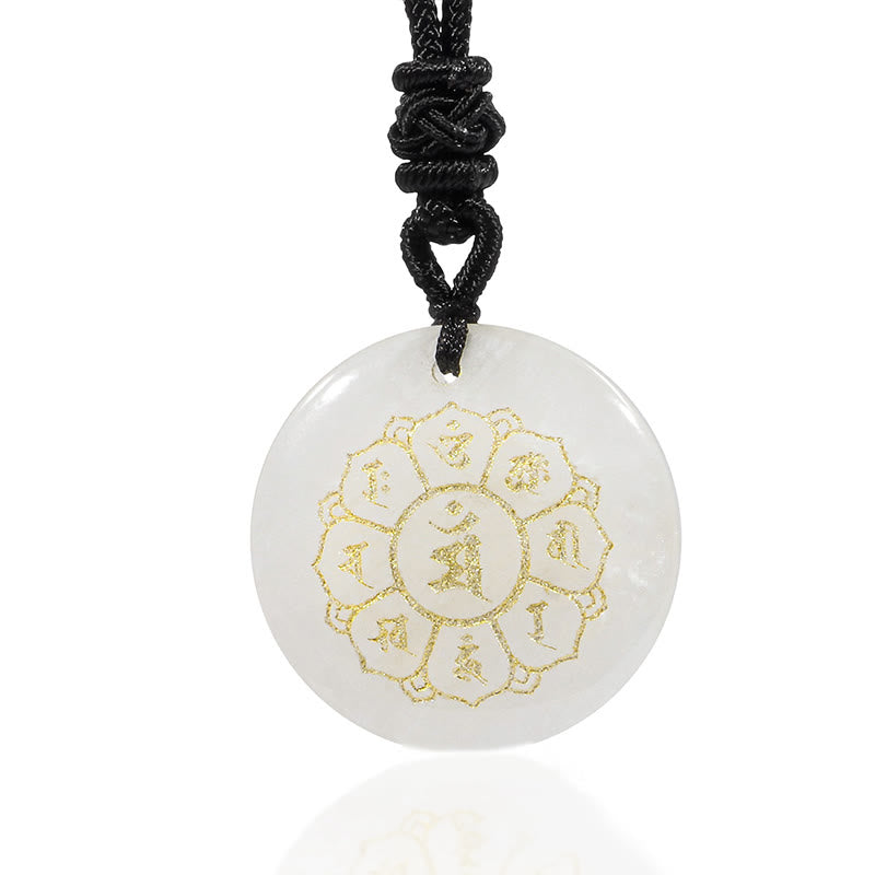 Collier Om Mani Padme Hum | Pendentif Force en obsidienne noire