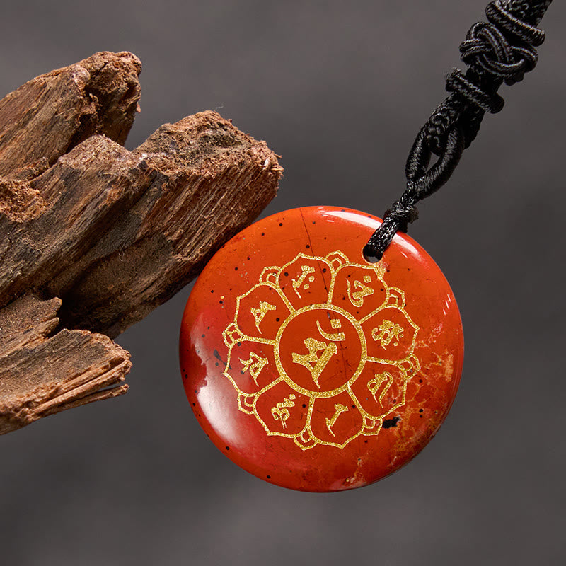 Collier Om Mani Padme Hum | Pendentif Force en obsidienne noire