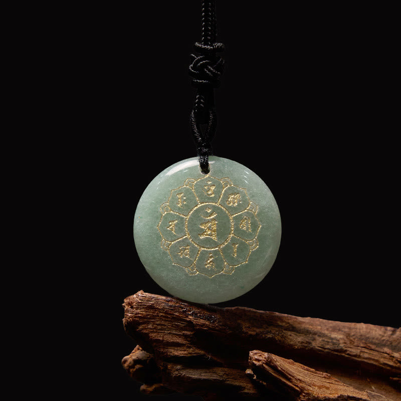 Collier Om Mani Padme Hum | Pendentif Force en obsidienne noire
