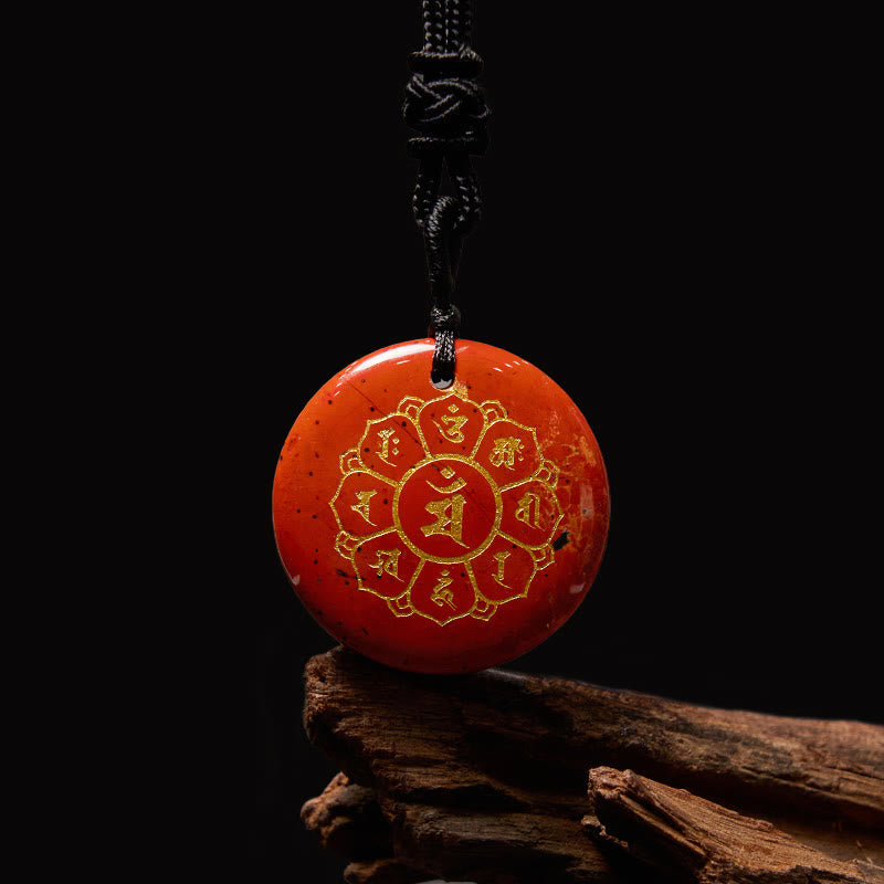 Collier Om Mani Padme Hum | Pendentif Force en obsidienne noire
