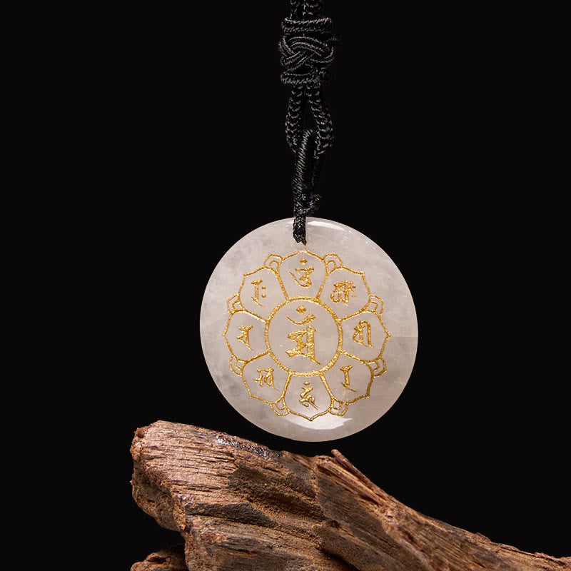 Collier Om Mani Padme Hum | Pendentif Force en obsidienne noire