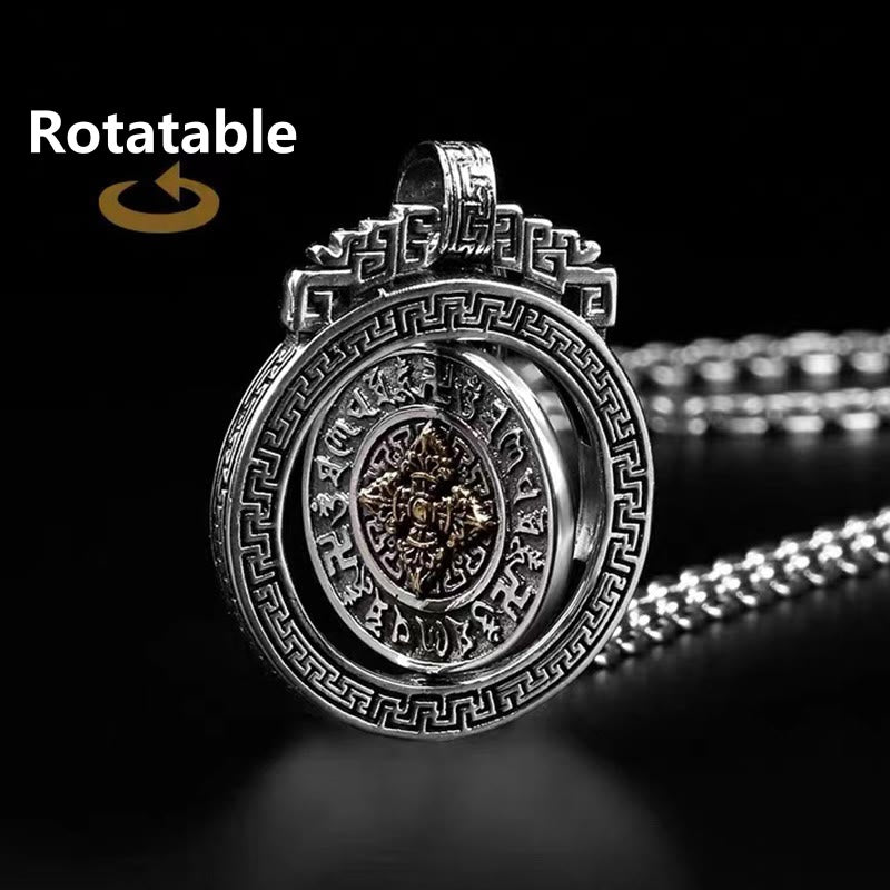 Collier Om Mani Padme Hum | Pendentif rotatif en cuivre et argent