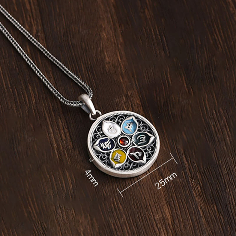 Collier Om Mani Padme Hum | Pendentif tibétain en cuivre et argent