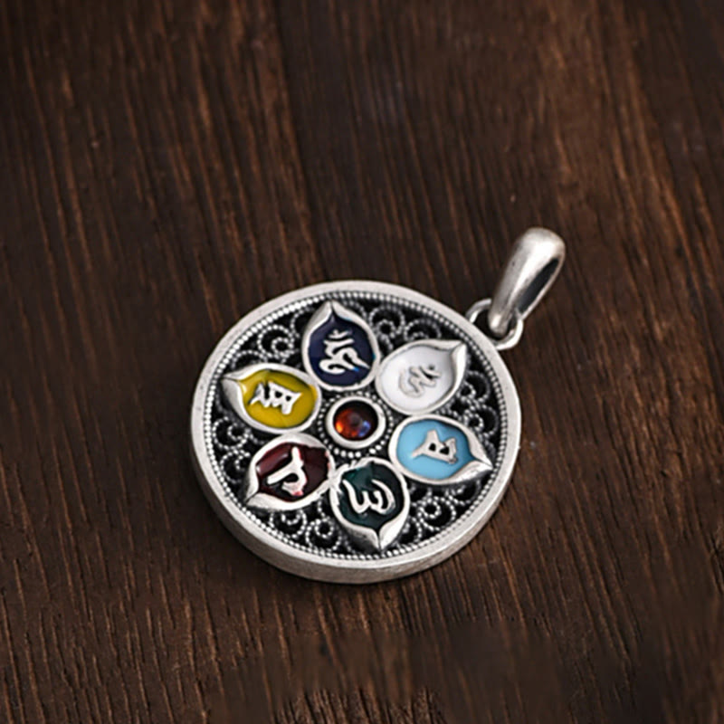 Collier Om Mani Padme Hum | Pendentif tibétain en cuivre et argent