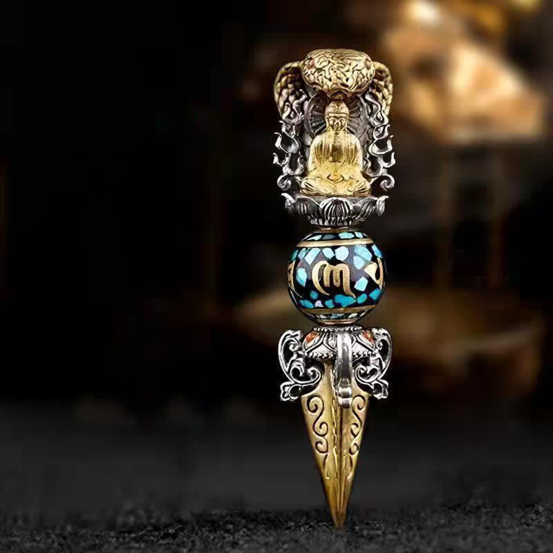 Collier Om Mani Padme Hum | Pendentif Vajra en cuivre unisexe