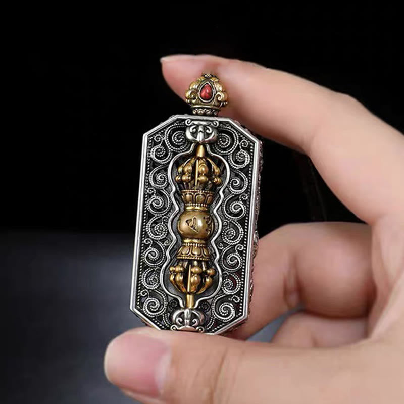 Collier Om Mani Padme Hum | Pendentif Lotus Dorje Vajra