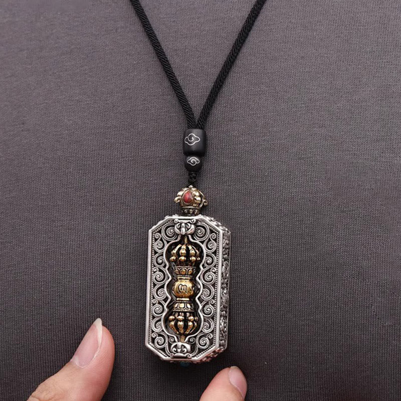 Collier Om Mani Padme Hum | Pendentif Lotus Dorje Vajra