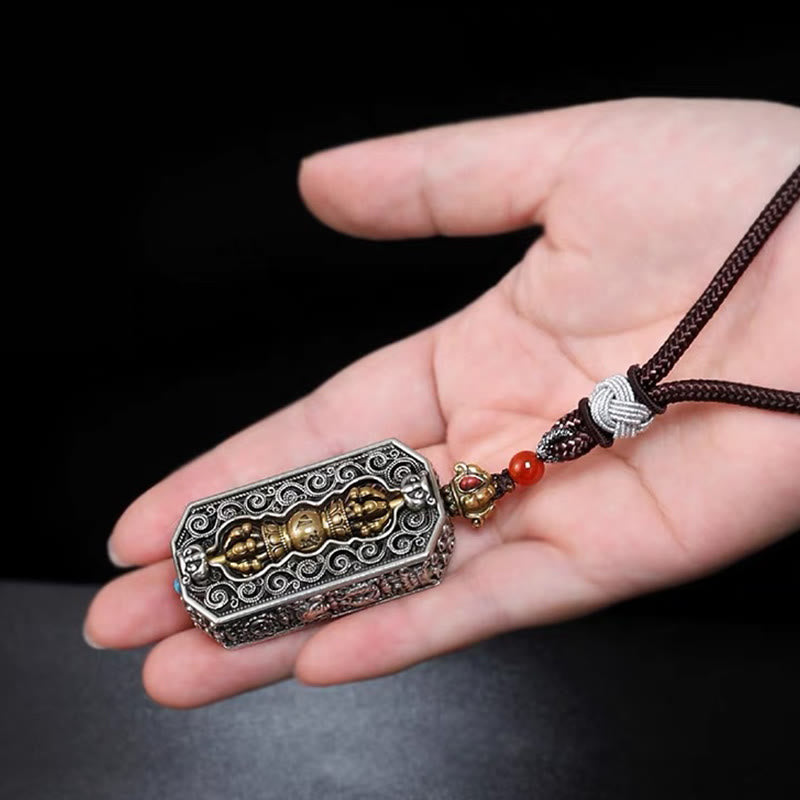 Collier Om Mani Padme Hum | Pendentif Lotus Dorje Vajra