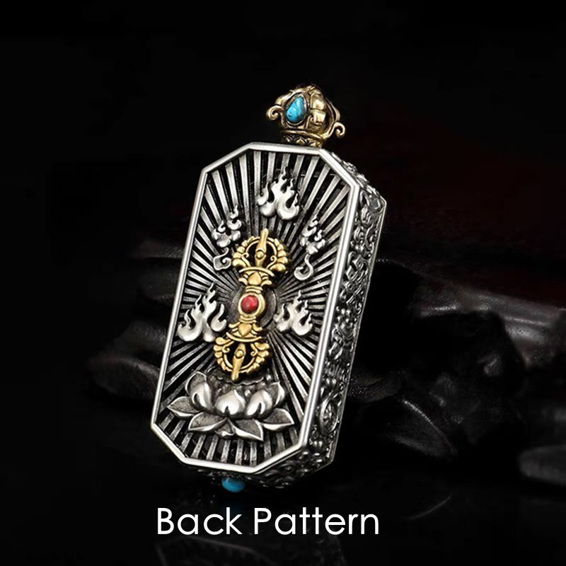 Collier Om Mani Padme Hum | Pendentif Lotus Dorje Vajra