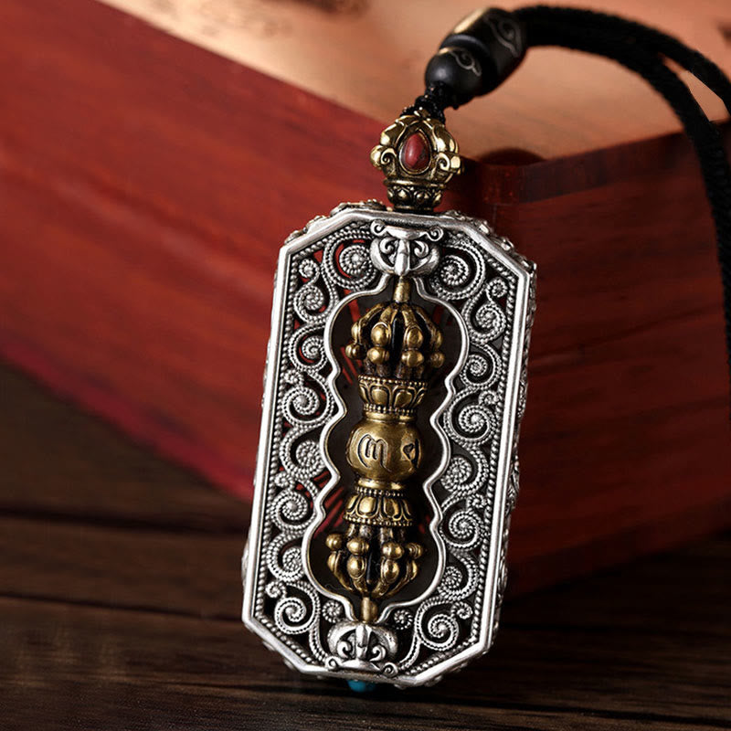 Collier Om Mani Padme Hum | Pendentif Lotus Dorje Vajra