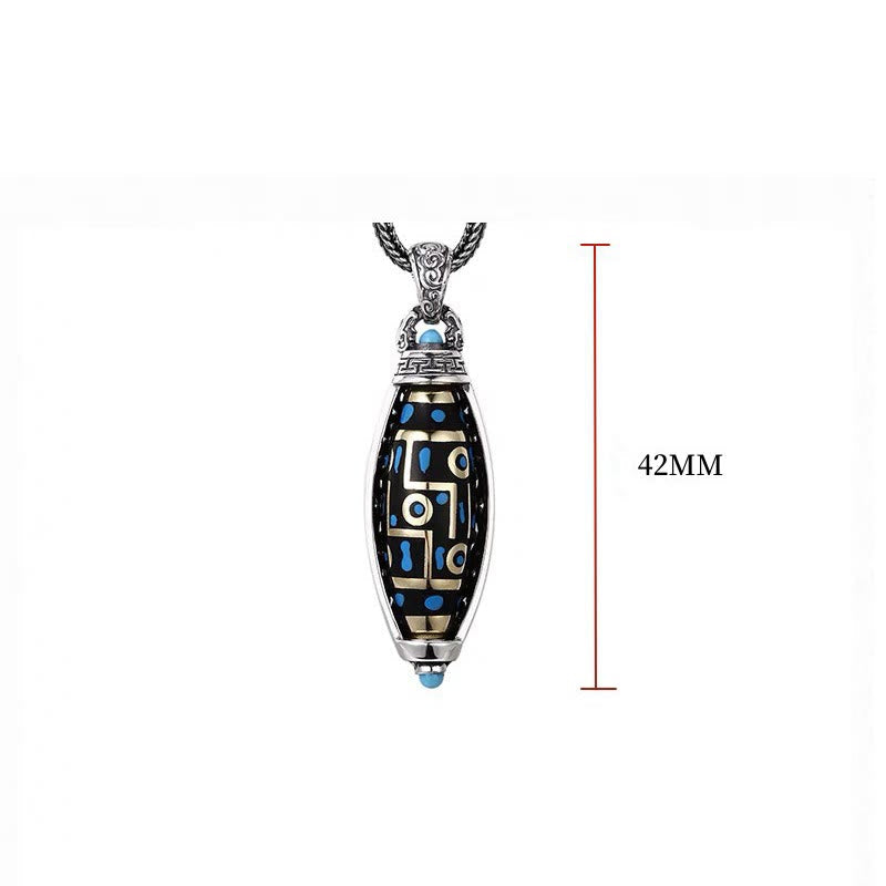 Collier Om Mani Padme Hum | Pendentif Dzi à neuf yeux Paix et pureté