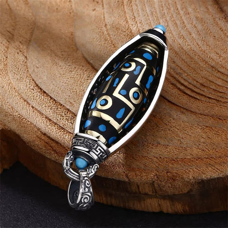 Collier Om Mani Padme Hum | Pendentif Dzi à neuf yeux Paix et pureté