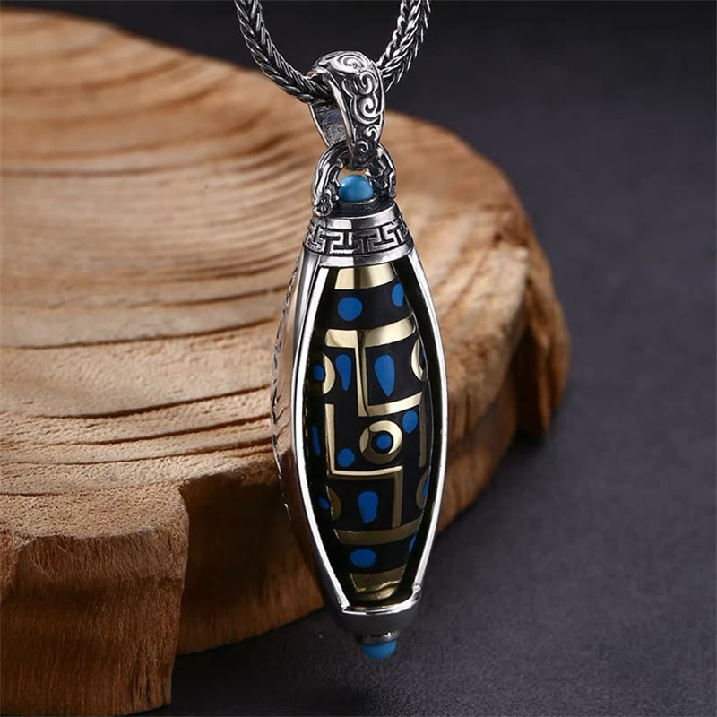 Collier Om Mani Padme Hum | Pendentif Dzi à neuf yeux Paix et pureté