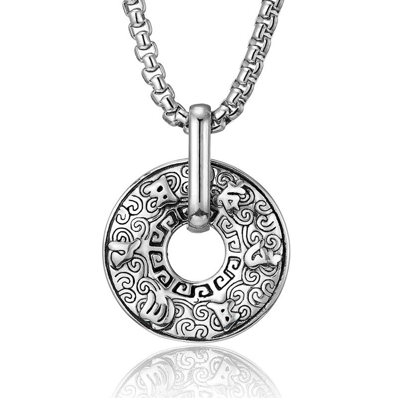 Collier Om Mani Padme Hum | Pendentif boucle de paix en acier titane