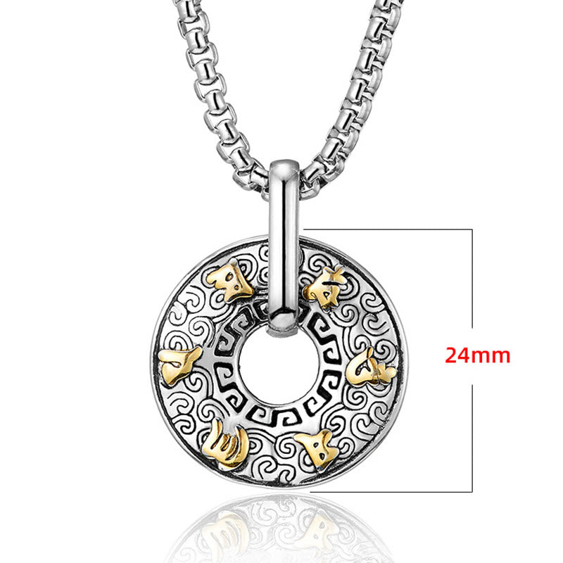Collier Om Mani Padme Hum | Pendentif boucle de paix en acier titane