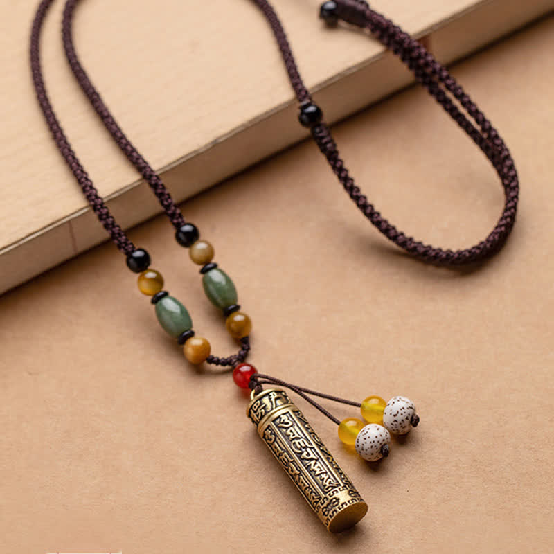 Collier de protection Om Mani Padme Hum | Cuivre et graines de Bodhi