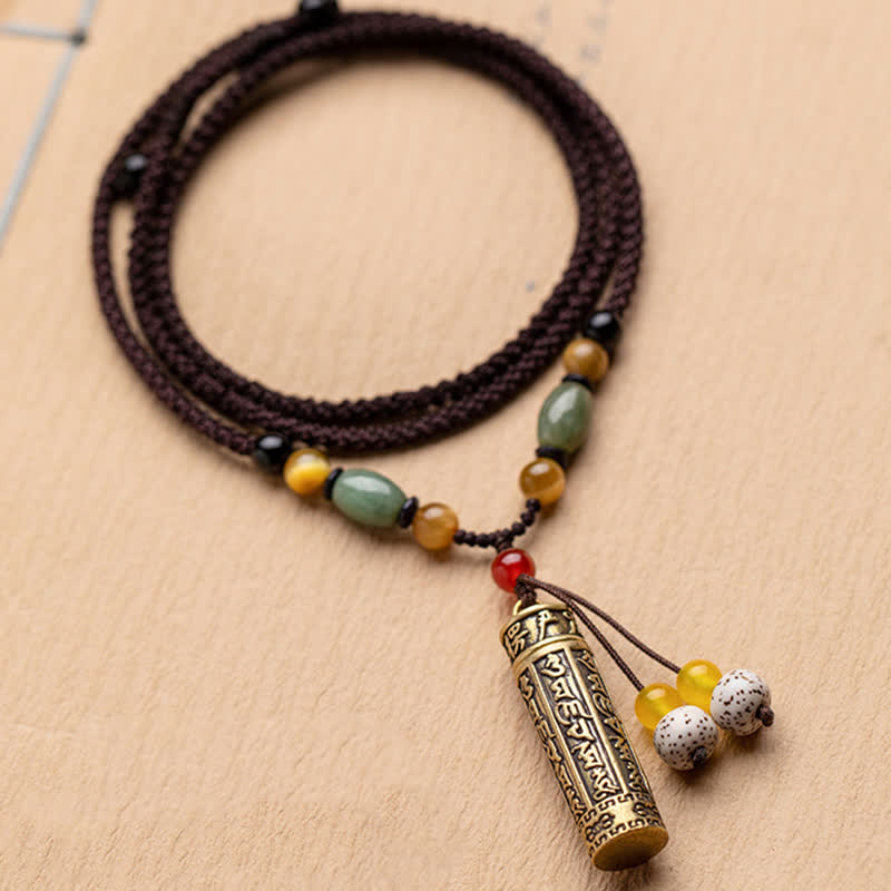 Collier de protection Om Mani Padme Hum | Cuivre et graines de Bodhi