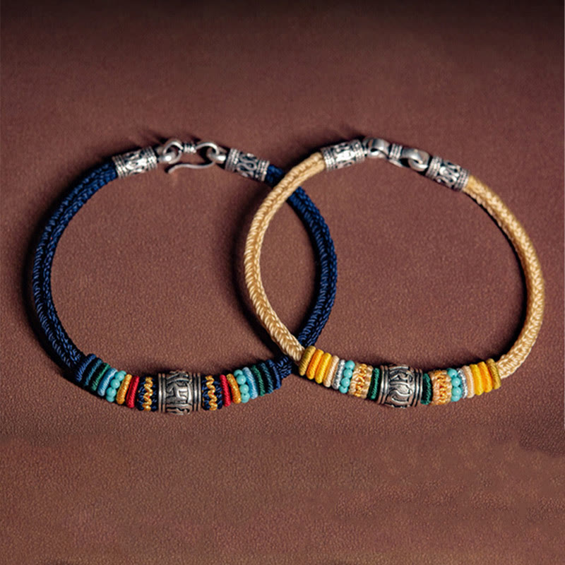 Bracelet Om Mani Padme Hum en argent | Pureté tibétaine tressée