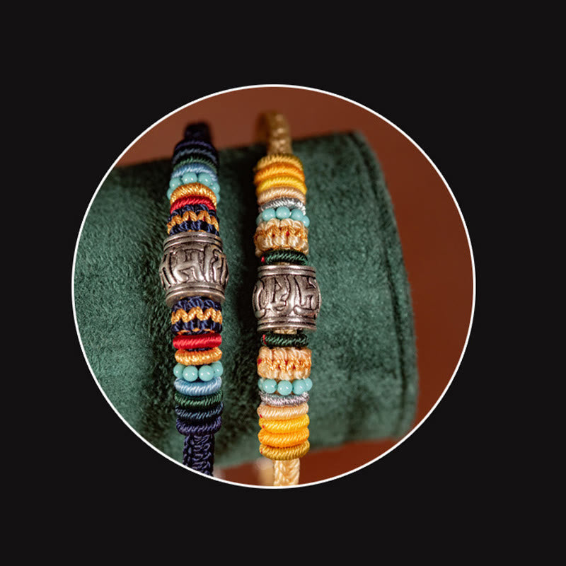 Bracelet Om Mani Padme Hum en argent | Pureté tibétaine tressée