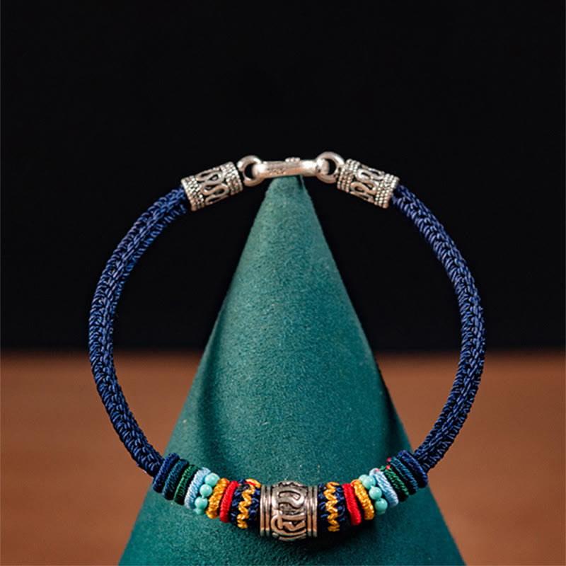 Bracelet Om Mani Padme Hum en argent | Pureté tibétaine tressée