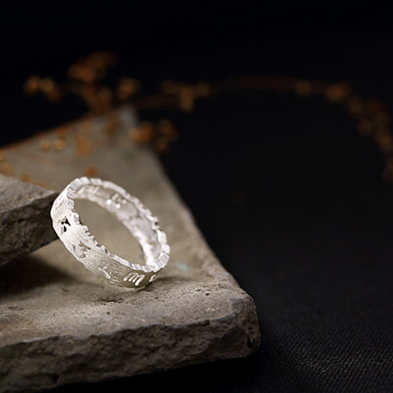Bague tibétaine en argent sterling Om Mani Padme Hum - Fait main Paix
