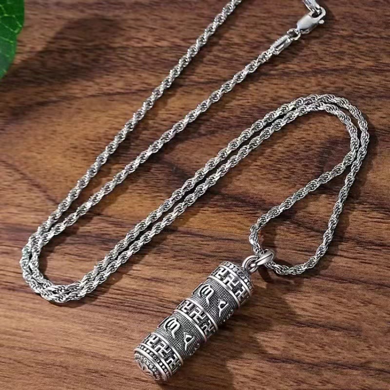 Collier de sagesse à chaîne torsadée Om Mani Padme Hum Swastika