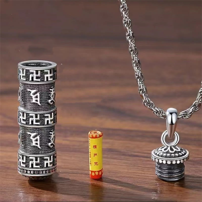 Collier de sagesse à chaîne torsadée Om Mani Padme Hum Swastika