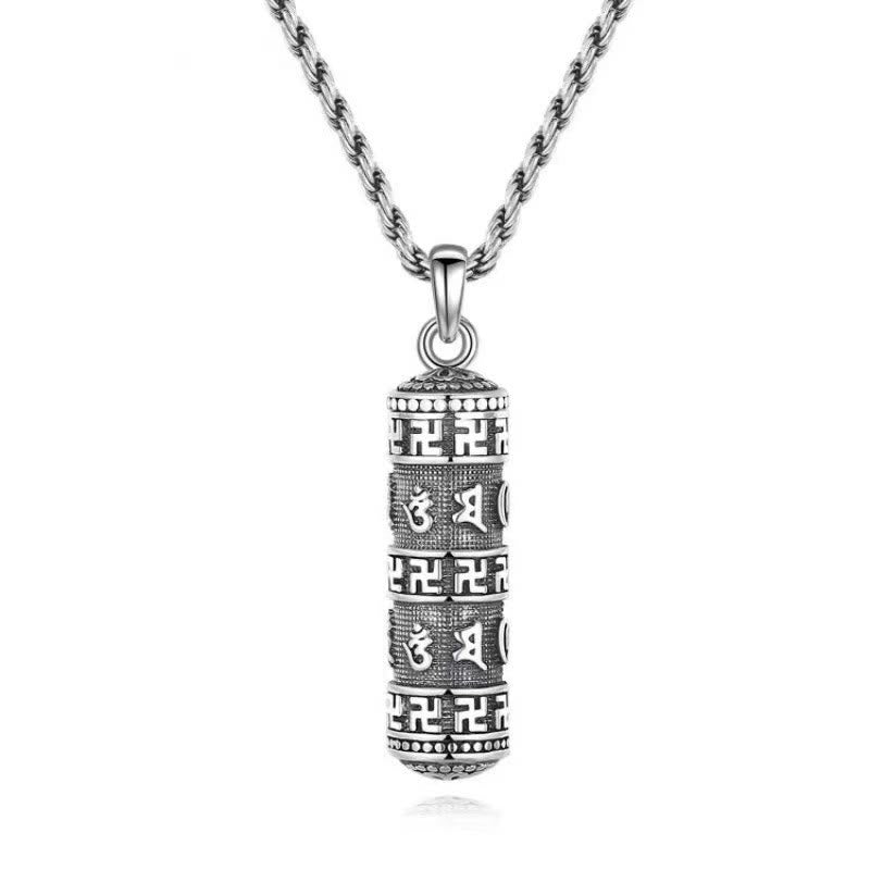 Collier de sagesse à chaîne torsadée Om Mani Padme Hum Swastika