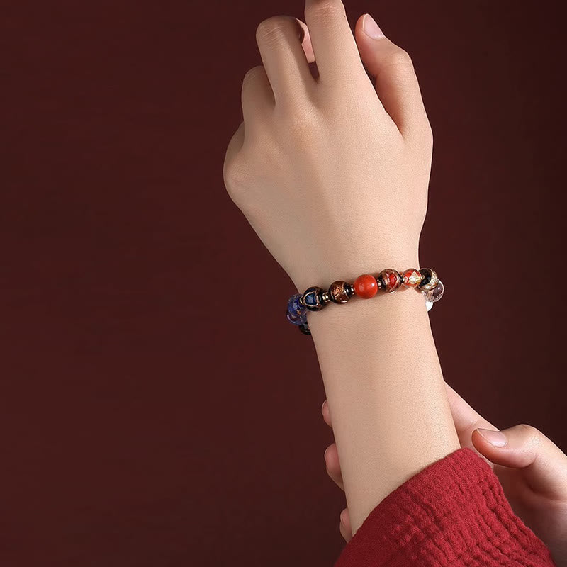Mala tibétain Om Mani Padme Hum | 18 perles de verre Liuli en frêne d'encens