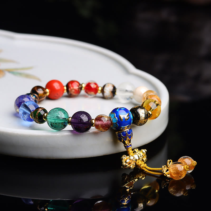 Mala tibétain Om Mani Padme Hum | 18 perles de verre Liuli en frêne d'encens