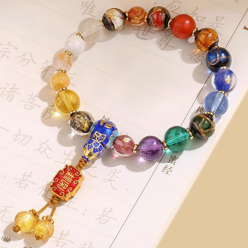 Mala tibétain Om Mani Padme Hum | 18 perles de verre Liuli en frêne d'encens