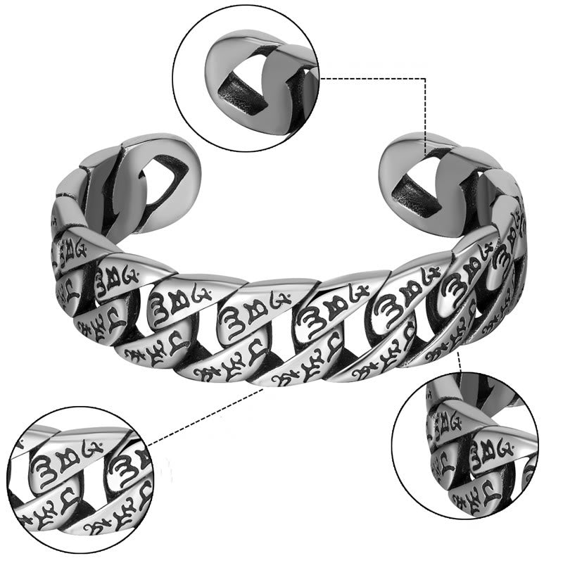 Bracelet de paix artisanal en acier titane Om Mani Padme Hum
