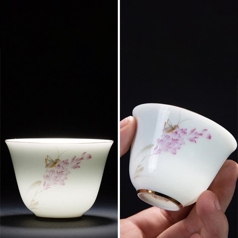 Tasse à thé chinoise en céramique Orchid 70 ml avec vagues bleues