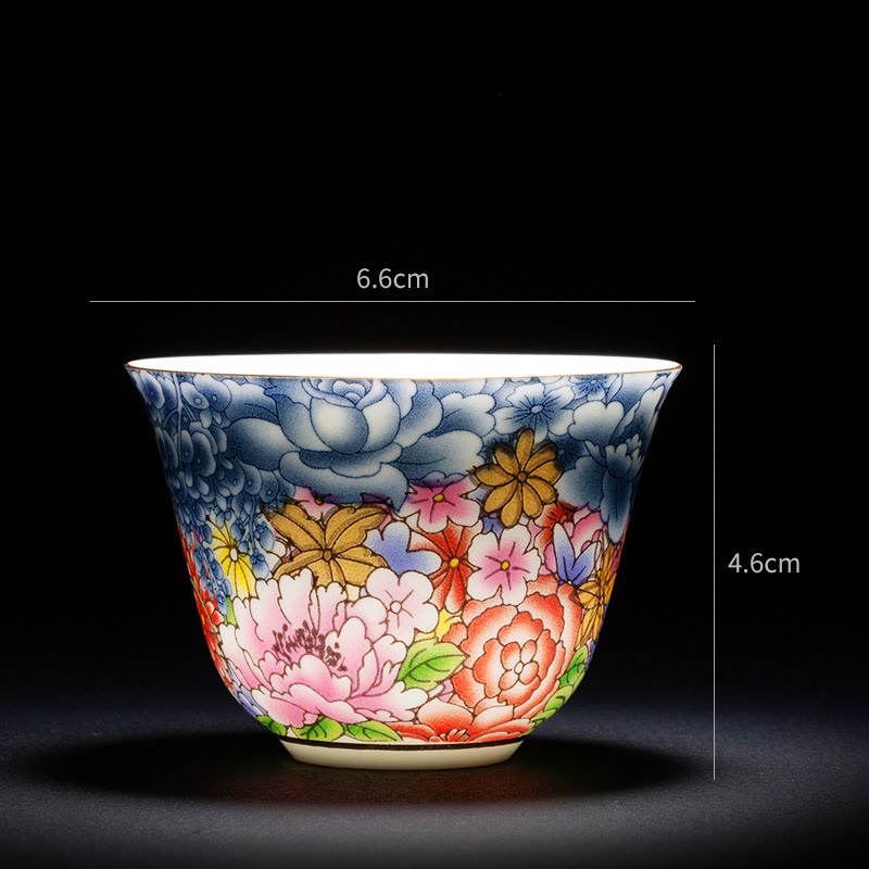 Tasse à thé chinoise en céramique Orchid 70 ml avec vagues bleues