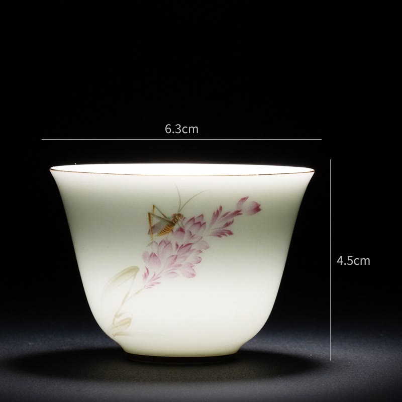 Tasse à thé chinoise en céramique Orchid 70 ml avec vagues bleues
