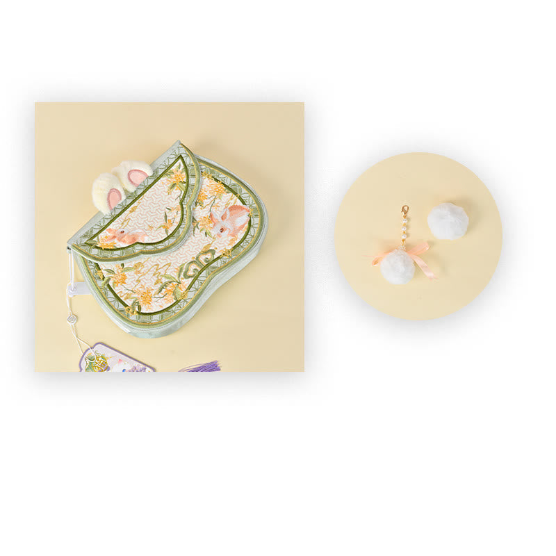 Sac bandoulière brodé lapin Osmanthus avec chaîne en perles