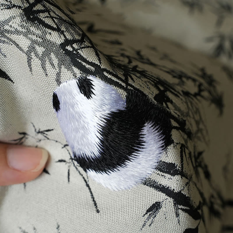 Sac bandoulière brodé Panda Bambou Pie 16x16x18cm